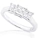 3/4ctw Three Stone Princess Diamond Engagement Ring (HI/I1-I2) in 14Kt White Gold