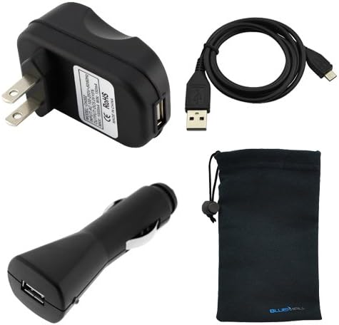 BIRUGEAR USB Car Charger + USB AC Wall Charger Adapter + 3 FT Micro-USB Cable for Nokia Lumia 830, Lumia 1320, Lumia 610, Lumia 635 / 630, Lumia Icon (929) wiht *Microfiber Pouch Accessories Case*