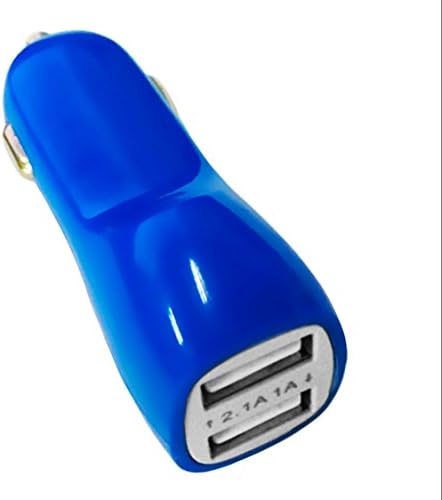Brand New! Best Car Charger Dual USB Port - LAUNCHING SALE! - 2.1 Amps / 1 Amp - Blue Fun Design Cell Phone Car Charger Adapter for Apple Iphone 4, 4s, 5, 5s, 5c, 6, 6 Plus and Samsung Galaxy S3, S4 and S5 - Compatible with iPad, iPad mini, Tablet and Kindle Fire - Cigarette Lighter Adapter - Tested At Factory - 3 Year Warranty
