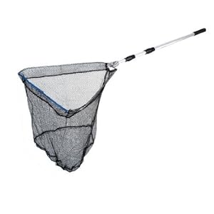 Silver Tone 1.8M Long Telescopic Foldup Handle Triangle Fishing Landing Net Black