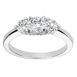 Platinum Round Three-Stone Diamond Ring (G-H / VS, 1 ct. tw.)