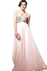 A-line One Shoulder Sleeveless Chiffon/Polyester/Satin Beaded Backless Cocktail Floor Length Homecoming Dress/Pageant Dress/Prom Dress/Party Dress/Wedding Dress 