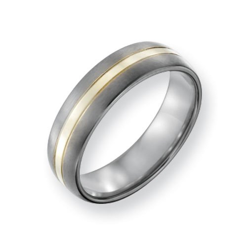 Titanium 14k Gold Inlay 6mm Brushed and Polished