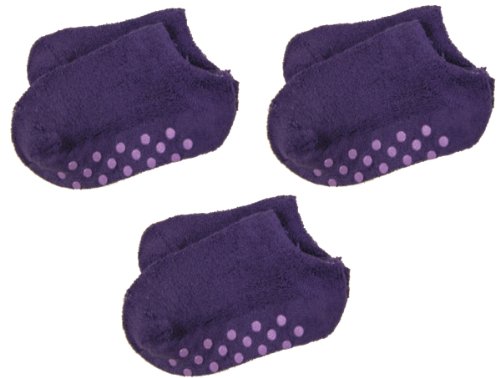 RSG Baby/Toddler/Kids Low-Cut Terry Non-Skid Slipper Socks 3-Pack (All Purple, 2-4 YR)