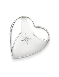 Sterling Silver & Diamond Polished 20mm Falling Heart Locket