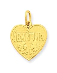 14k Yellow Gold Grandma Heart Charm