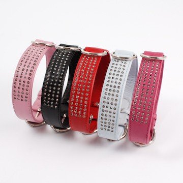 Hundehalsband Nappaleder mit Strass 708, Halsband Länge:65cm; Halsband Farbe:purple