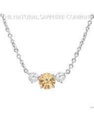 0.96ct. Natural Untreated Orange Sapphire Necklace with 2 round dia. 0.47ct. total.