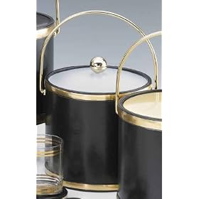Kraftware 50165 Sophisticates Black with Brushed Brass 3 Quart Ice Bucket with Bale... by Kraftware