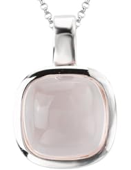 925 Sterling Silver High-Polish Finish Square Rose Quartz Cabochon Pendant