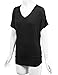 Made By Johnny MBJ WT1037 V Neck Short Sleeve Dolman Top with Side Shirring M Black