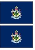 2 Maine State Flag Stickers Decal Bumper Window Laptop Phone Auto Boat Wall