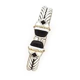 18K Yellow Gold and Sterling Silver Onyx Cuff