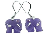 Lavender Jade Lucky Elephant Earrings, 925 Sterling Silver