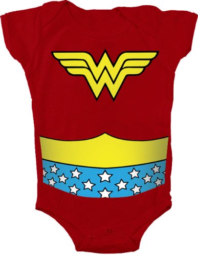  Wonder Woman Uniform Costume Red Snapsuit Infant Onesie Baby Romper