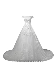 Applique Lace-Up Embroidered Off the Shoulder  Dress with a Court Train 