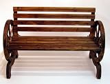 Burnt Wood Wheel Garden Bench