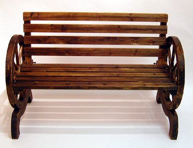  : Burnt Wood Wheel Garden Bench
