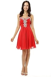 Strapless Sleeveless Chiffon Above the Knee Short Sequined Beaded Crystals Crystal  Bridesmaid Dress  With Rhinestones