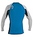 O'Neill Wetsuits UV Sun Protection Mens Skins Long Sleeve Crew Sun Shirt Rash Guard, Brite Blue/Black/Lunar, Medium