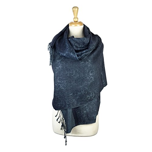 Paskmlna® Paisley Jacquard Pashmina Shawl Wrap Scarf Stole (Gray-blue01891)