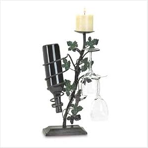 Grapevine Candle Holder Wine Glass And Bottle Storage