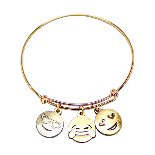Emoji Charm Bracelet (Live. Laugh. Love. - Antique Gold)
