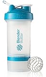 BlenderBottle ProStak System with 22-Ounce Bottle and Twist n' Lock Storage, Clear/Aqua