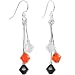 Orange White Black Crystal Sports Team Earrings