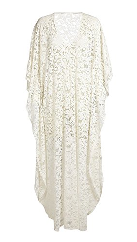 MeiLing Women's Crochet Floral Lace Beach Cover Up Tunic Long Maxi Dress