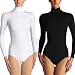 Long Sleeve Leotard Turtleneck Bodysuit In Black, White, Brown Colours & Sizes S, M, L