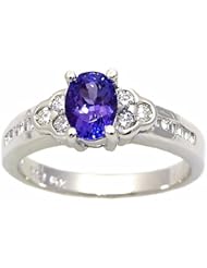 14K White Gold Tanzanite and Diamond Ring -- LIFETIME WARRANTY