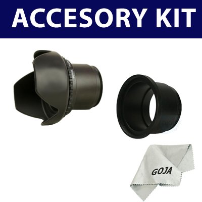 58mm Professional Lens Hood + Tube for Kodak Z612 Z712 + 1 Ultra Fine Microfiber Cleaning Cloth GOJA Logo