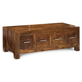 SOLID SHEESHAM WOOD 8 DRAWER COFFEE TABLE TRUNK 100% HARDWOOD ROSEWOOD INDIAN FURNITURE