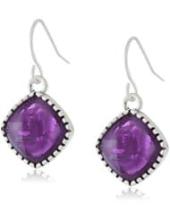 NINE WEST VINTAGE AMERICA "Geo Jewels" Worn Silver and Purple Colored Stone Drop Earrings