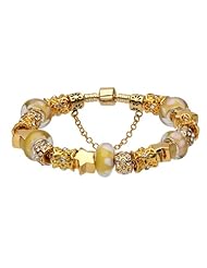 Yellow murano glass beads European complete lovely charms beaded 2013 Mothers Day gifts new arrivals gold plated bracelets compatible with Pandora Jewelry
