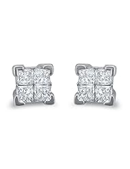 14k White Gold Princess-cut Diamond Invisible-Set Stud Earrings (1/4 cttw, I-J, I2)