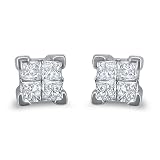 14k White Gold Princess-cut Diamond Composite Stud Earrings (1/4 cttw, I-J, I2)