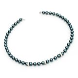 Genuine Swarovski Crystal Pearl Necklace with Rondelle - Tahitian (8mm)
