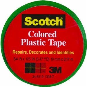 3M Scotch Colored Plastic Tape 190 3/4 in. x 125 in. green