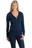 Junior Ladies Long Sleeve Thermal Henley Hoodie