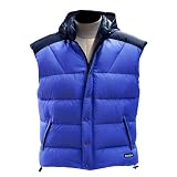 TAIGA Blackcomb 800 Deluxe - Men's Goose Down Vests with a Thin AquaNix Hide-Away Hood, Royal Blue Black, MADE IN CANADA