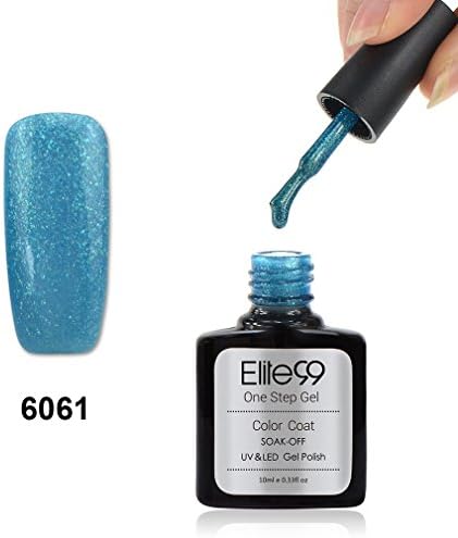 Qimisi One Step Gel Polish No Need Base Top Coat Nail Art UV LED Pearl Lightskyblue