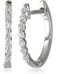 14k White Gold Diamond Hoop Earrings (1/10 cttw, H-I Color, I1-I2 Clarity)