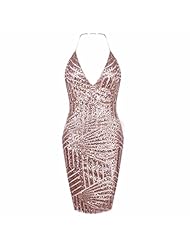 Sexy V-neck Sequined Halter Bodycon Dress/Party Dress 