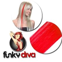 Hairaisers Funky Diva - Colour Flash 16 inch Highlight Hair Extensions - Bright Red