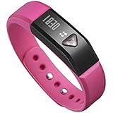 EFO-S Pink K5 Wireless Activity and Sleep Monitor Pedometer Smart Fitness Tracker Wristband Watch Bracelet for Men Women Boys Girls Ladies Man iPhone Sumsung HTC (Pink)