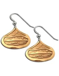 14K Yellow Gold Western Range Northern Lights Earrings. Made in USA.