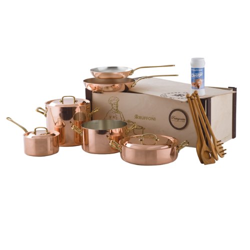 Ruffoni Protagonista/Basics 9Piece Copper Cookware Set in Wooden Box