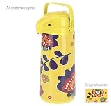 Produkt: KAFFEEKANNE PUMPKANNE BLUMENMUSTER RETRO STIL GELB